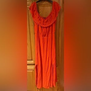 City Chic Orange Ruffle On or Off-the-Shoulder‎ Boho Maxi Dress Plus Size 20